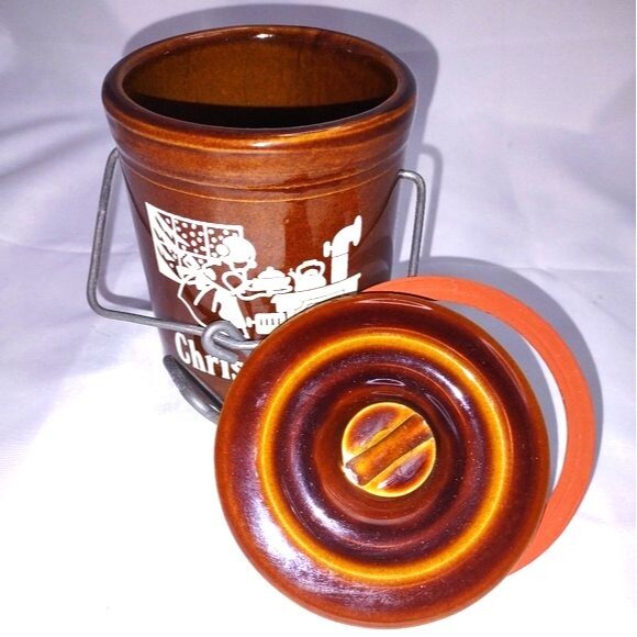 Vintage Brown Stoneware Cheese Crock from Christmas '87 5"X3.5" - Picture 6 of 6